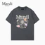 Unisex Áo Sơ Mi Chất Lượng Cao Cấp Hoa Nhỏ Rỗng Nối In Đơn Giản Rời 100% Cotton Cao Cấp Phong Cách Hàn Quốc Áo Thun Cổ Tròn