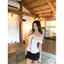 Áo sơ mi một vai khâu viền trắng đen kiểu Pháp mùa hè Thiết kế cổ điển Sense Fungus Edge Slim-fit Slimer Look Lace-Up Top