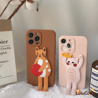 Sáng Tạo 3D Động Vật Có Thể Gập Lại Đứng Dành Cho Honor 300 200 100 90 80 GT 70 60 50 SE 30 20 Pro 5G 4G Nova 5 5T Pro Phim Hoạt Hình Gấu Trúc Mèo Con Mèo Cặp Đôi Phong Cách Mềm