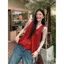 Móc cổ chữ V rỗng Áo Vest nữ mùa hè Thiết kế phong cách mỏng manh Cảm giác dáng rộng dáng rộng Áo không tay