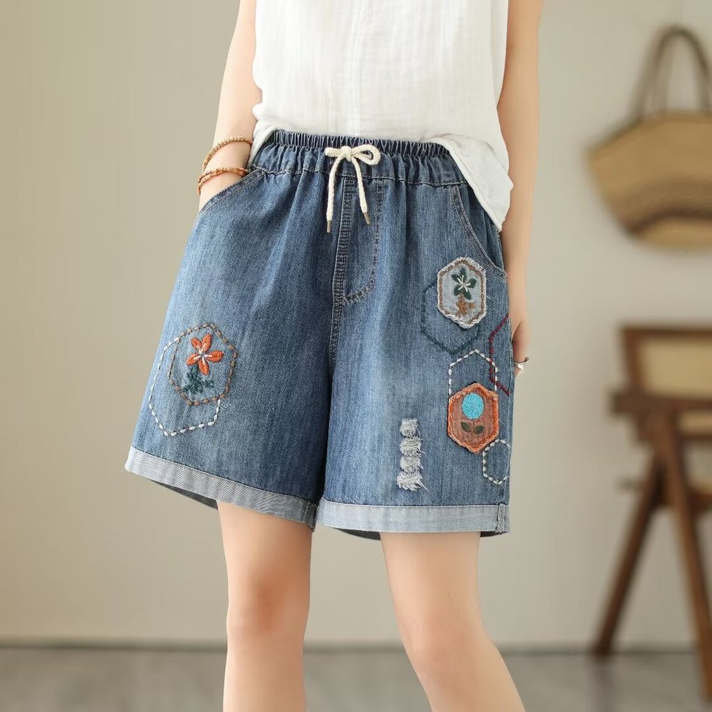 [Hàng có sẵn] Quần short denim nữ dáng rộng, ống rộng, chất lượng cao 2026, cỡ lớn, dành cho sinh viên mùa hè