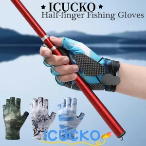 Găng tay đi xe đạp nam ICUCKO, Găng tay câu cá thoáng khí đàn hồi, Găng tay không ngón chống nắng chống trượt thấm mồ hôi