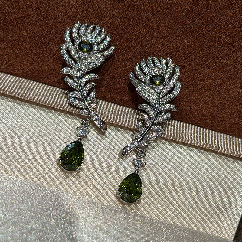 T Sang Trọng Nhẹ Sang Trọng Bông Tai Zircon Dài Tinh Tế Thanh Lịch