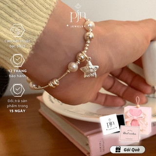 Lắc Tay Nữ Bạc S925 Mix Ngọc Charm Ngôi Sao Vương Miện Sang Chảnh - Vòng Tay Tiểu Thư Hàn Quốc Cao Cấp