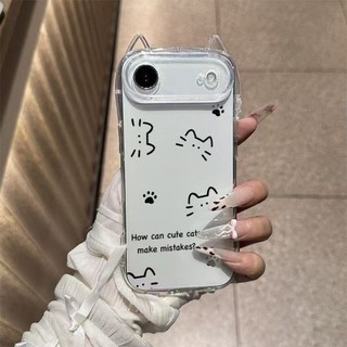 Ốp lưng IPhone 17 16 15 14 13 12 11 ProMax XSMax 7 Plus Dễ thương dòng mèo mèo tai điện thoại trường hợp