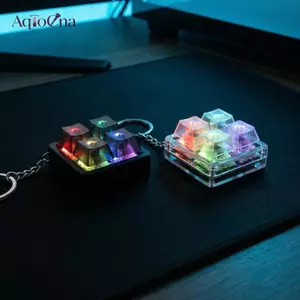 AqToCna 4 Nút Ngón Tay Bàn Phím Móc Khóa Fidget Đồ Chơi Cảm Giác Giảm Căng Thẳng Dụng Cụ Có Đèn LED Cho Học Sinh Nhân Viên Văn Phòng AqToCna