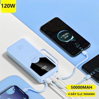 Sạc dự phòng 50000mAh  80000mah sạc nhanh 120W pin dung lượng lớn có dây cắm nhiều điện thoại