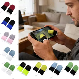 Vỏ ngón tay màn hình cảm ứng PYCOU, Găng tay ngón tay cái thoáng khí hai màu, Găng tay chơi game chống trượt Polyester chống mồ hôi Phụ kiện chơi game di động