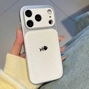 Ốp lưng iPhone mạ họa tiết da họa tiết xương cá phù hợp cho iPhone 17 16 15 14 13 12 11 Pro Max Plus Max
