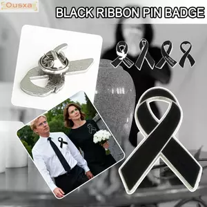 Pin huy hiệu OUSXA, Trâm cài ruy băng đen tưởng niệm lưu niệm bằng hợp kim, Áo nơ ruy băng nữ hoàng màu đen sáng tạo cho đám tang và trang trí