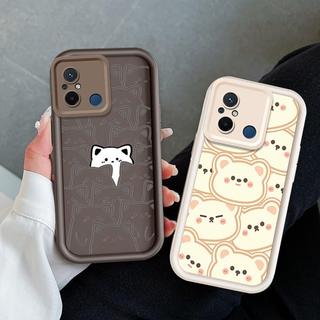 Ốp Lưng Cho Redmi 12C POCO C55 Silicon Hoạt Hình Đáng Yêu TPU Mềm Gấu Mèo Mắt Thiên Thần Vỏ Điện Thoại Chống Sốc
