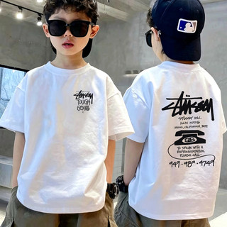 Áo Thun Trẻ Em Unisex In Chữ Thời Trang, Cotton Mềm, Áo Ngắn Tay, Phù Hợp Đi Học & Chơi, Cho Bé 3-12 Tuổi