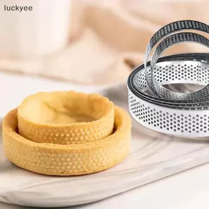 Luckyew 5 Chiếc Tròn Thép Không Gỉ Tart Nhẫn Chịu Nhiệt Đục Lỗ Khuôn DIY Mousse Trái Cây Bánh Tartlet Donut Khuôn Dụng Cụ Nhà Bếp TQ