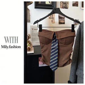 Milyfashion Modal Pure Desire Kẻ Sọc Tie Tube Top 2026 Mùa Hè Phong Cách Mới Hẹp Eo Mỏng Hơn Nhìn Ngắn Top Y2K YDDV