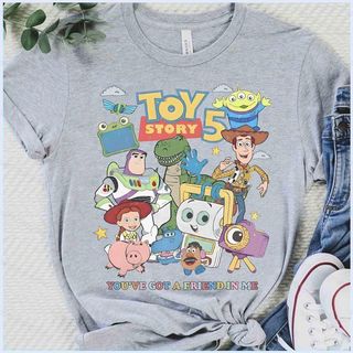 PS2 Retro Toy Story 5 Youve Got A Friend In Me Màu Thoải Mái Áo Thun Hoạt Hình Jessie Buzz Lightyear Tee SP2