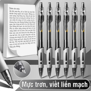 Bút Bi Ngòi 0.5mm Bấm Êm – Mực Nước Nhanh Khô, Tay Đệm Cao Su, Đủ Màu Đen Xanh Đỏ Tiện Dụng
