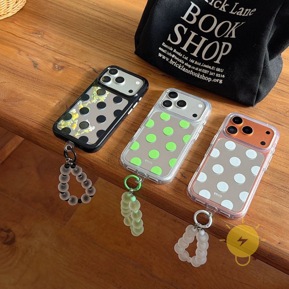 Phone Case For iPhone 17 Pro Max 16 15 14 13 TPU Polka Dot Mirror Simple Aesthetic Korean Cute
