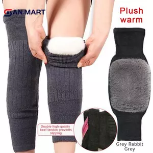 AN.MART 1 Cặp Miếng Lót Đầu Gối Ấm Áp Mùa Đông Dành Cho Nữ Người Già Chân Lạnh Viêm Khớp Kneepad Hỗ Trợ Đầu Gối Thỏ Chạy Đầu Gối Bảo Vệ Đầu Gối VN