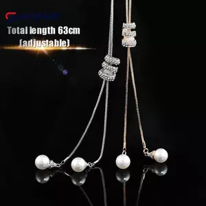 AN.MART Cổ Điển Đơn Giản Ngọc Trai Dài Xoắn Ốc Có Thể Điều Chỉnh Mặt Dây Chuyền Nelace Dành Cho Nữ Bé Gái Tinh Tế Đa Năng Dây Chuyền Áo Len Phụ Kiện Quà Tặng VN