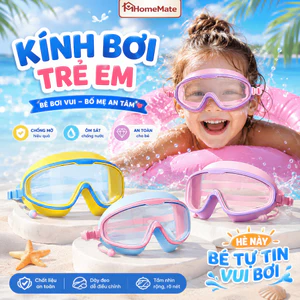 Kính Bơi Trẻ Em HomeMate Góc Nhìn Rộng Kèm Nút Bịt Tai, Tròng HD Chống Sương Mờ, Chống Tia UV Bảo Vệ Mắt Bé