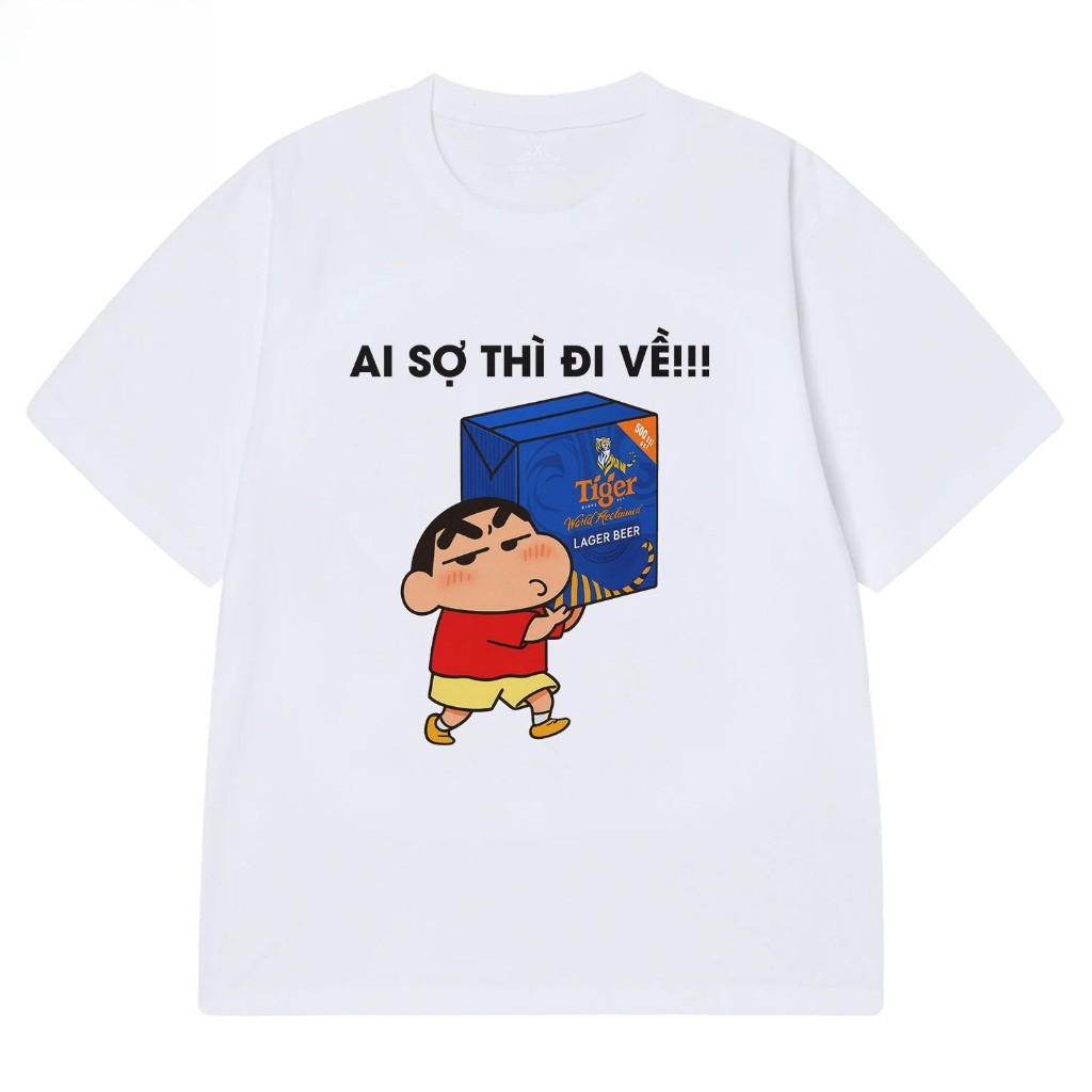 （Giao hàng 24h）Angela Áo Thun Ăn Nhậu Ai Sợ Khiêng Về Câu Nói Hài Hước Form Rộng Oversize cho Nam Nữ 100% Cotton 220gsm
