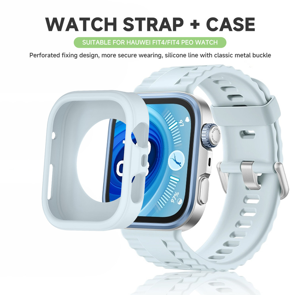 Ốp lưng + dây đeo silicon cho Huawei Watch Fit 5 Pro / Fit 4 Pro / Fit 5 / Fit 4, phụ kiện thay thế vỏ thể thao