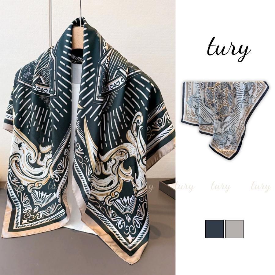 Khăn Lụa Unisex Nam Nữ 90 - Tury - Khăn Lụa Phối Họa Tiết Cổ Tiết Phong Cách Sang Trọng - K9112