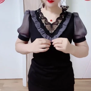 Áo hạt móng tay cổ chữ V thời trang mới mùa hè dành cho nữ