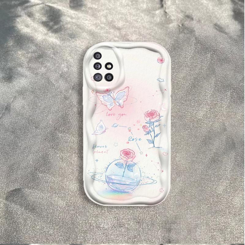 Thích Hợp Cho Samsung A51 A515F A71 A715F A31 4G 3D Bé Gái TPU Mềm Hoa Tím Hoa Hồng Tulip Ins Phong Cách Chống Sốc Ốp Điện Thoại