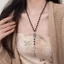Retro Chữ Thập Ngôi Sao Tròn Đính Hạt Vòng Cổ Dài Văn Hóa Châu Á Cá Tính Thiên Niên Kỷ Vòng Cổ Niche Phù Hợp Với