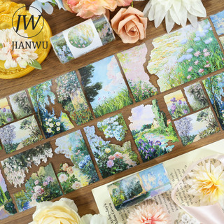JIANWU 80mm * 200cm Vintage Tranh Thực Vật Hoa Mây Phong Cảnh Chất Liệu Cắt Kéo Thêu Sò PET Băng Tạp Chí Văn Phòng Phẩm