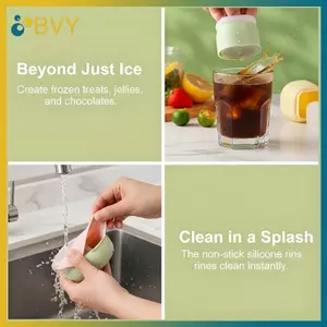BVY Silicone Đá Bóng Khuôn Lớn 4 Khoang Khay Tròn Có Thể Tái Sử Dụng BPA Miễn Phí Cho Tiệc Mùa Hè Chuẩn Bị Đồ Uống.