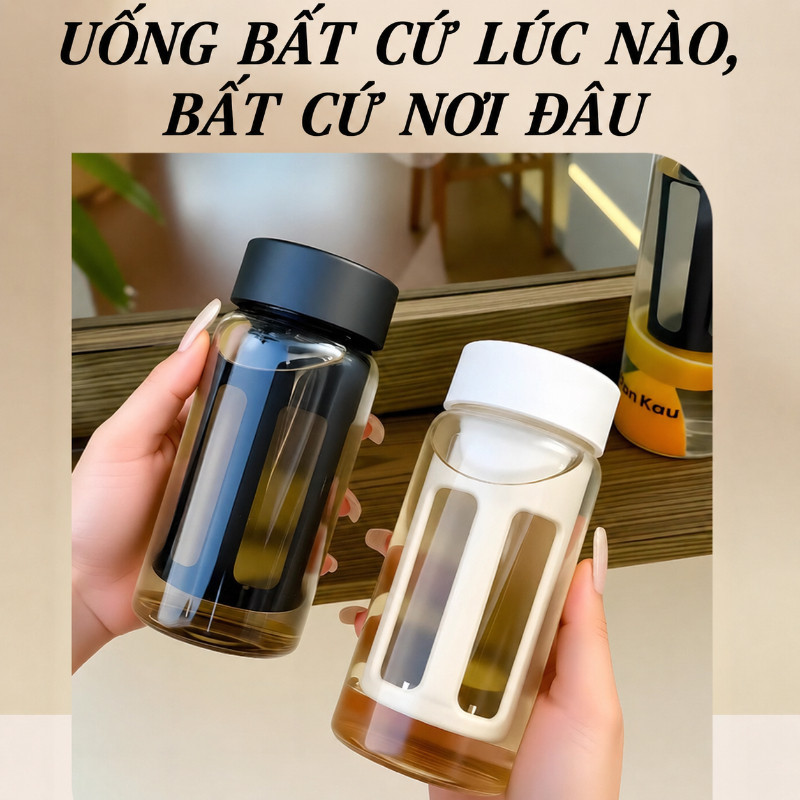 Bình Ủ Lạnh Cold Brew 500ml,Thủy Tinh An Toàn,Dễ Vệ Sinh,Dễ Mang Theo,Kèm Túi Chống Sốc,Gia Đình Và Văn Phòng