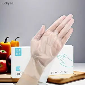 Luckyew 50 / 100 Chiếc Găng Tay Cao Su Miễn Phí TPE Găng Tay Dùng Một Lần Trong Suốt Chống Trơn Trượt Axit Làm Việc An Toàn Thực Phẩm Cấp Hộ Gia Đình Găng Tay Vệ Sinh TQ
