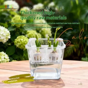 Hộp đựng thủy canh HL có giỏ hỗ trợ thoáng khí Hạt hoa Tulip Chậu hoa thủy canh 4 lỗ Chậu hoa không đất Trang trí nhà cửa LMWU