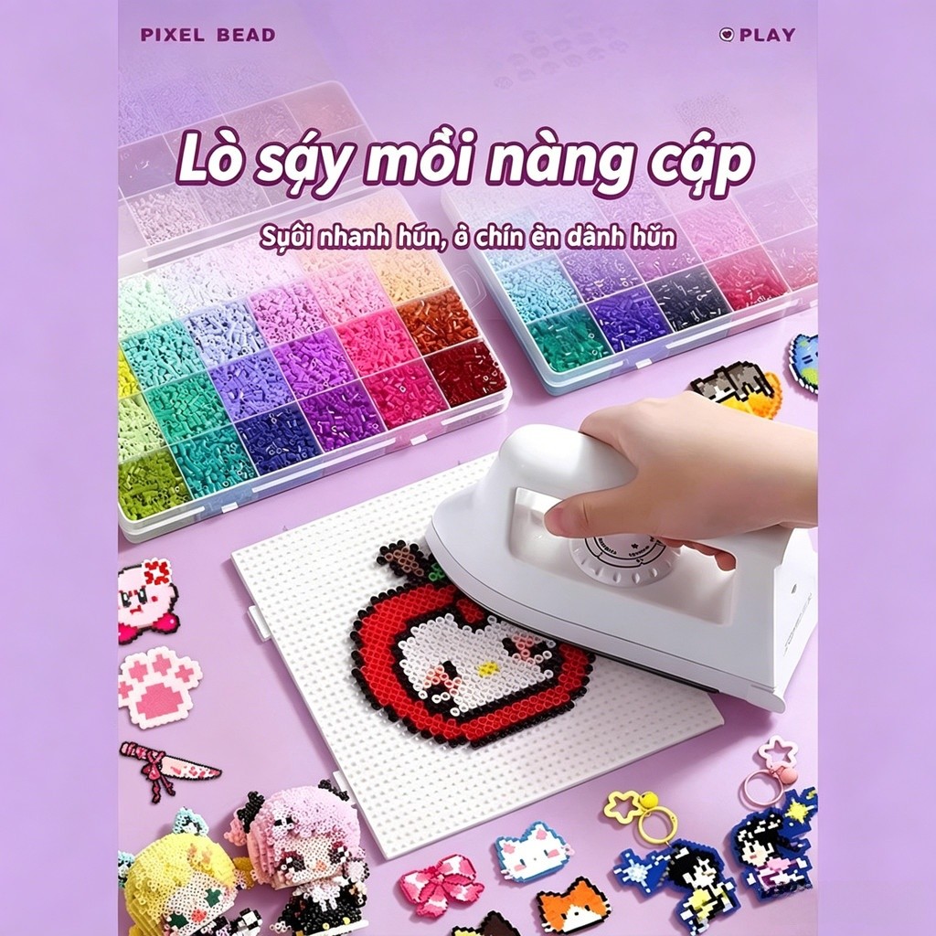 【🇻🇳Có sẵn kho】2.6mm Doudou Fusion Bean Handmade diy Gói Chất Liệu Trẻ Em Trọn Bộ Ba Chiều Bộ Dụng Cụ ủi Xếp Hình