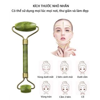 Cây Lăn Massage Mặt Mắt Cổ 2 Đầu Bằng Đá Tự Nhiên Dụng Cụ Massage Thư Giãn Chăm Sóc Da