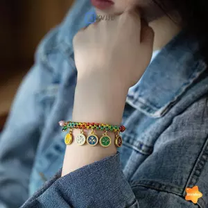 Vòng Tay Tây Tạng Handmade Dây Nhiều Màu Sắc Móc Tay Năm Chiều Thần Tài Lắc Tay Dây Kéo Có Thể Điều Chỉnh Quà Tặng Trang Sức Mới