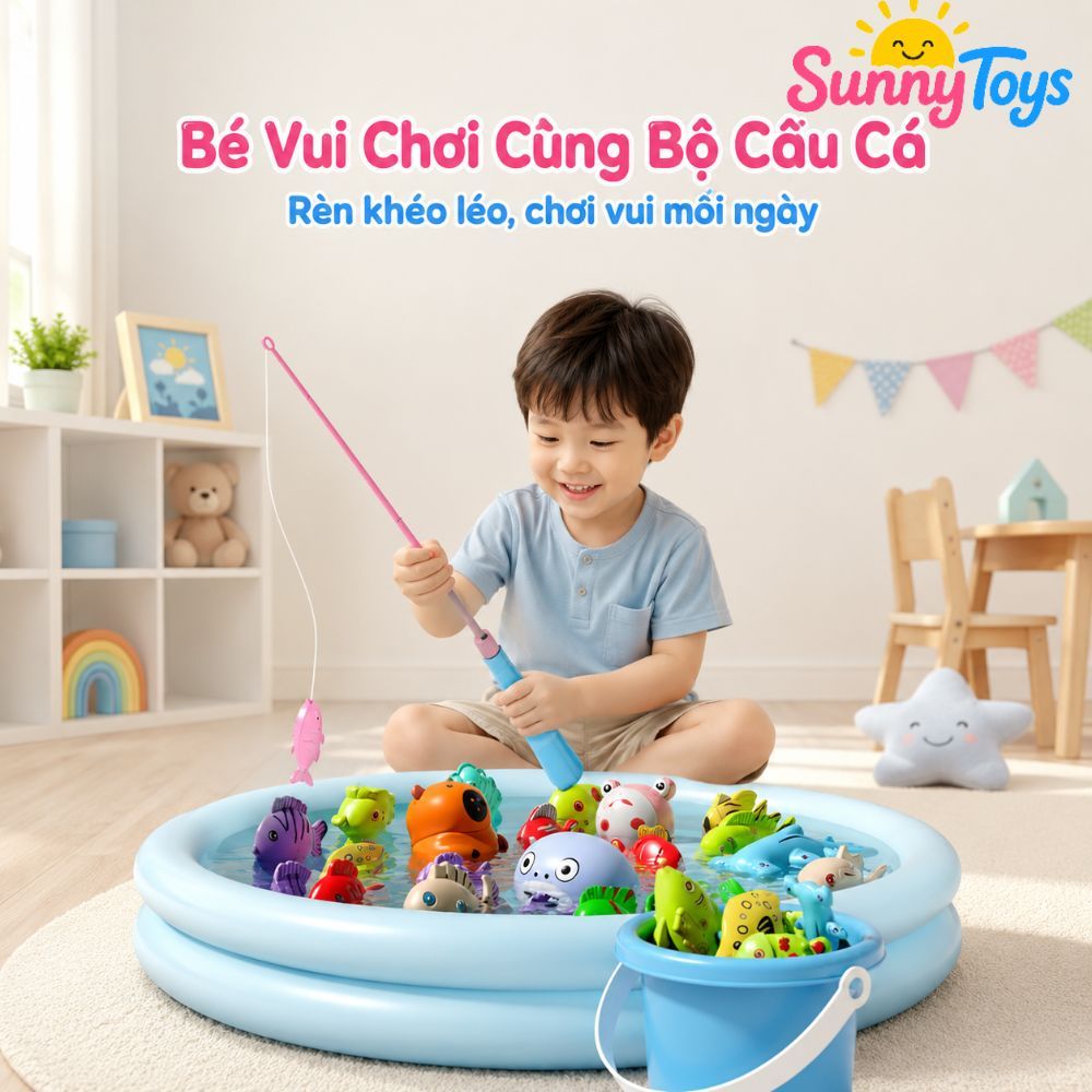 Đồ Chơi Câu Cá Nam Châm SunnyToys 42 Chi Tiết - Bé Khám Phá Thế Giới Cá Vui Nhộn