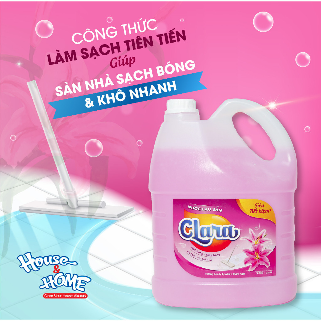 Nước Lau Sàn 𝐂𝐥𝐚𝐫𝐚 Hương Hoa Ly Can 3.8Kg NLSHL02, Nước Lau Nhà Thơm Mát Tự Nhiên, Diệt Khuẩn, Sạch Bóng Hàng Chính Hãng