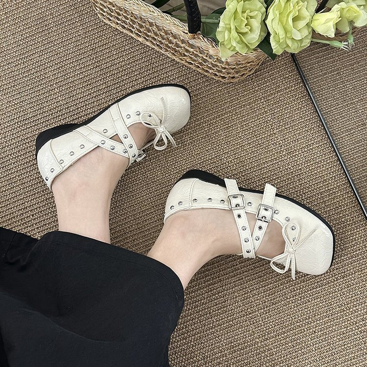 Pháp Retro Ngọt Nơ Phẳng Khóa Dây Đeo Mary Jane Giày PU Mùa Hè Phong Cách Mới Thời Trang Thoải Mái Mặc Bên Ngoài Chống Trơn Trượt Chống Mài Mòn Giày Da Nhỏ Nhà Máy Giá Bán Buôn