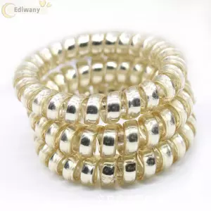 EDIWANY 10 Chiếc Da Báo Nữ Dây Điện Thoại Đầu Vàng / Bạc Scrunchie