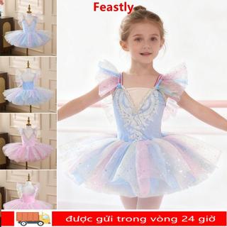 FEASTLY Ballet Tutu, Đầm dự tiệc Sequin Trẻ em Đầm ba lê, Trang phục khiêu vũ phồng hiện đại thời trang Trẻ em bé gái