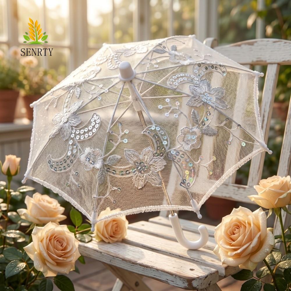 SENRTY Ren Thêu Ô, Trang Trí Đám Cưới DIY Mini Ô, Đạo Cụ Tiệc Thanh Lịch Tinh Tế Sequin Ô Trang Trí Đạo Cụ Chụp Ảnh