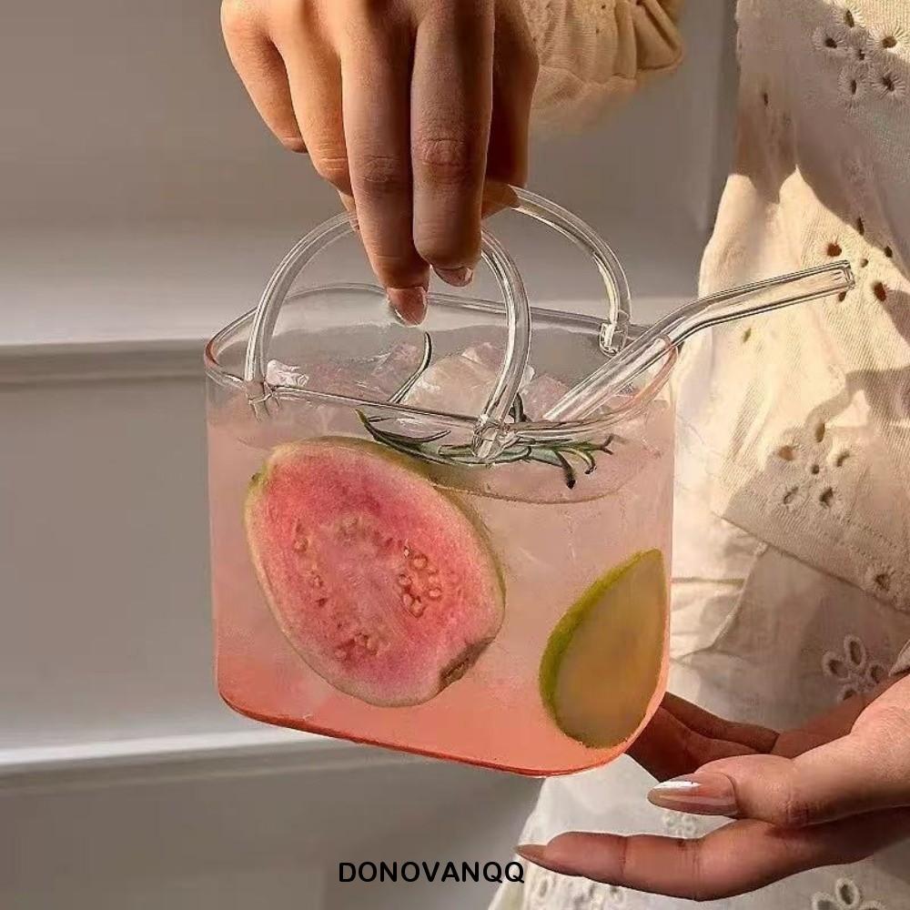 Túi xách DONOVANQQ Cốc thủy tinh, Cốc trà mùa hè dung tích lớn trong suốt, Hình dạng độc đáo sành điệu với ống hút Cốc rượu trang trí Chụp ảnh Prop