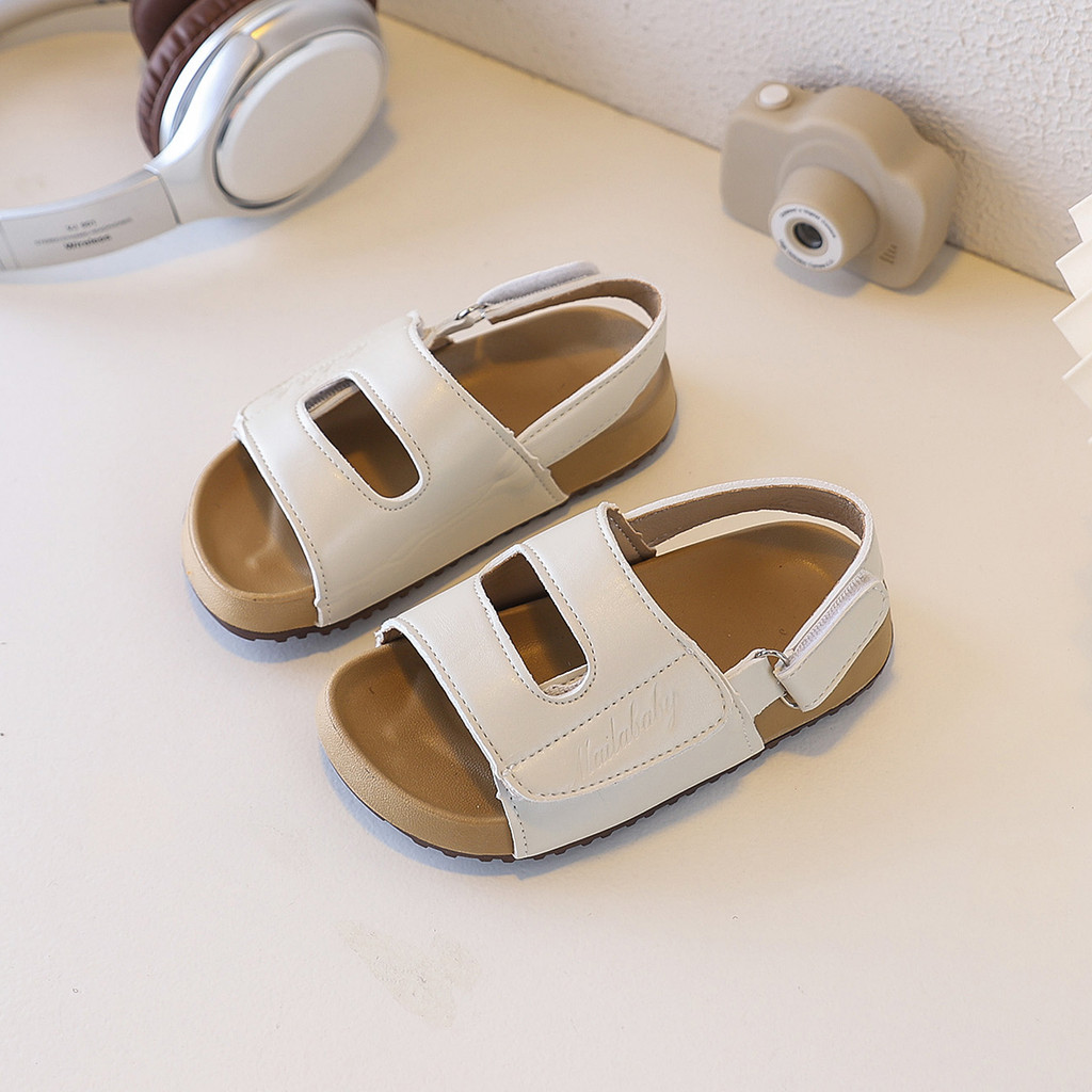 Bella Neman Giày sandal bé trai/gái da PU chữ đục, đế mềm êm chân, chống trượt mùa hè