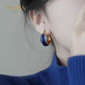 PNPIA- 1 Đôi Bông Tai Vòng Tròn Nữ Thiết Kế Thanh Lịch Bông Tai Pháp Vintage Xanh Trang Sức Hàn Quốc Bông Tai Hợp Kim