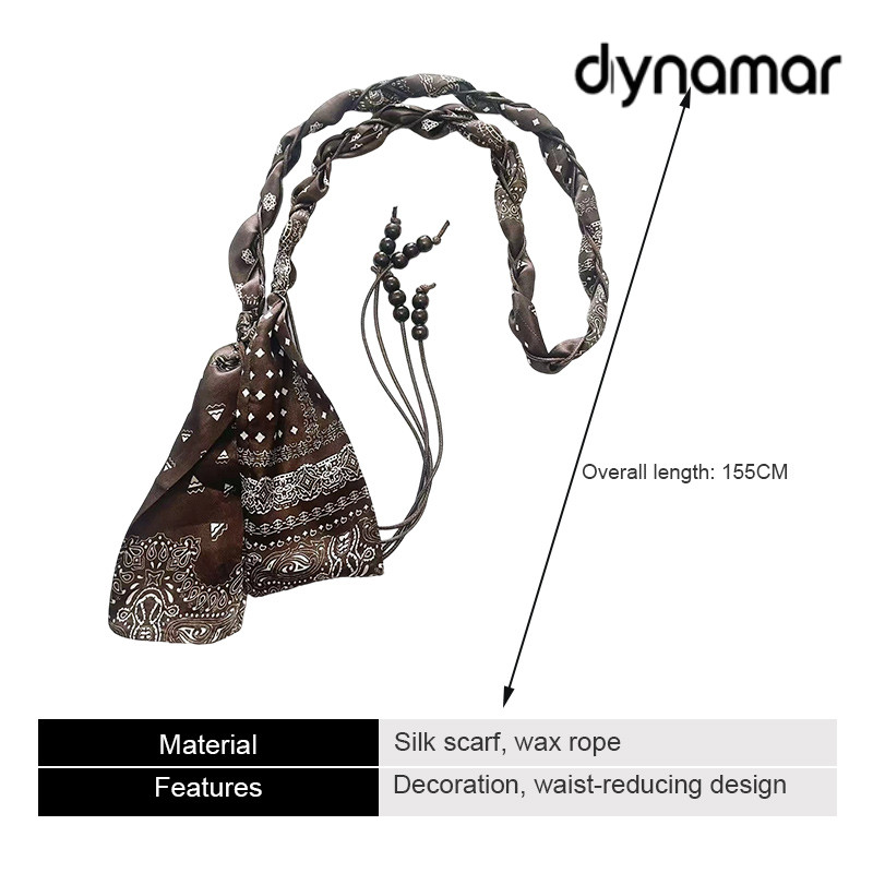 【dynamar】Thắt lưng nữ vải lụa phong cách như khăn lụa phối tua rua đính hạt phù hợp quần Jean và váy nữ