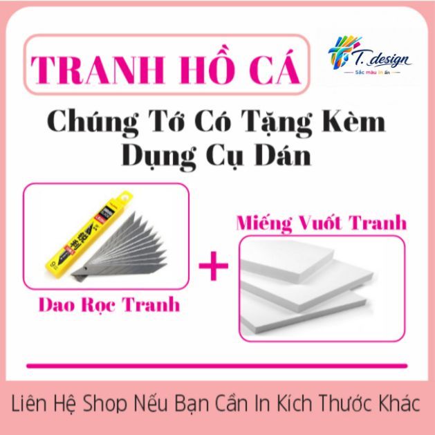 Tranh đáy dán hồ cá caro, Decal dán đáy hồ cá siêu nét, Kích thước theo yêu cầu