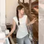 Milyfashion Trắng Không Đều Xếp Ly Áo Vest Mùa Hè Filigree Top Nữ MYSY